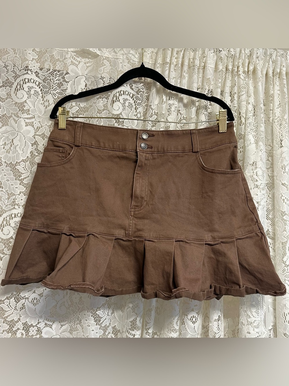 Hollister High Rise Brown Pleated Mini Skirt